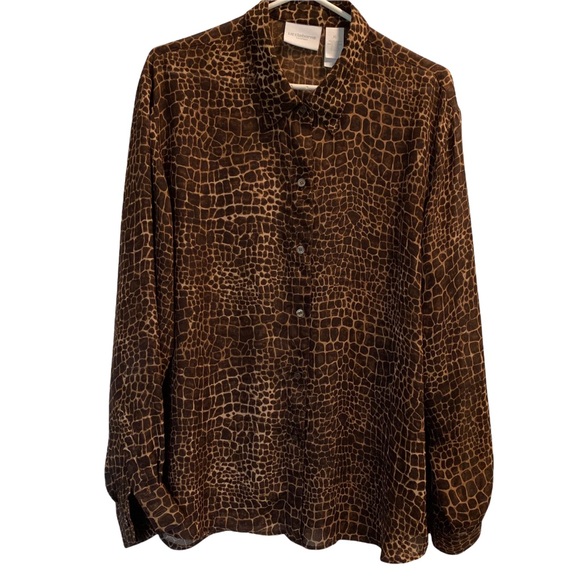 Liz Claiborne Tops - Liz Claiborne Blouse Animal Print Long Sleeve Size XL